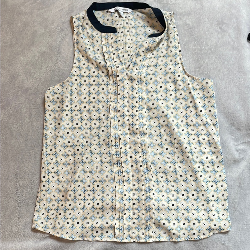 41 Hawthorn Sleeveless Patterned and Pleated Detail Top